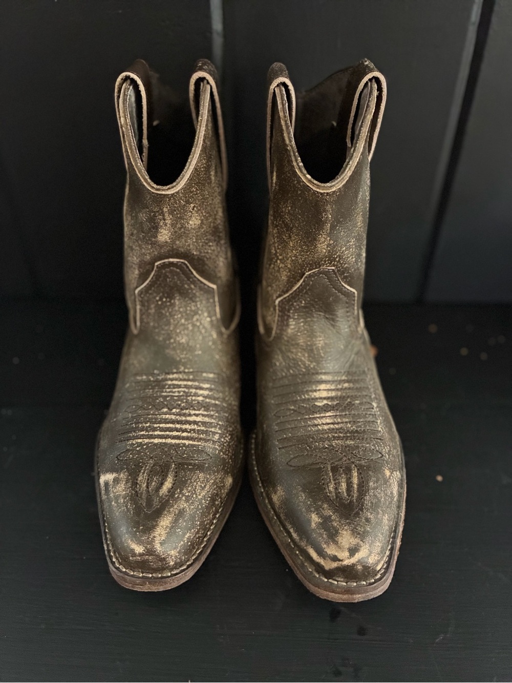 Roper Brown Distressed Leather Ankle Cowboy Boots